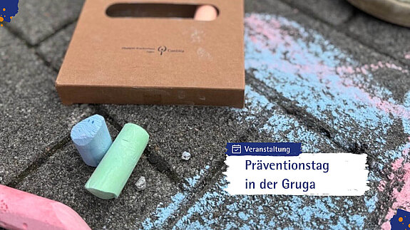 Malkreide auf dem Boden - Präventionstag in der Gruga – Wir bringen Kinder in Bewegung! Logo