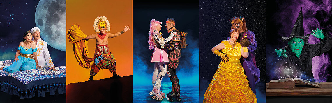 Bildleiste mit Senioren die eine Szene aus einem Musical nachstellen